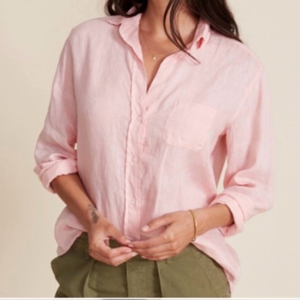 NWT Grayson The Hero Button Up Linen button down Shirt Pink size 4 Large
